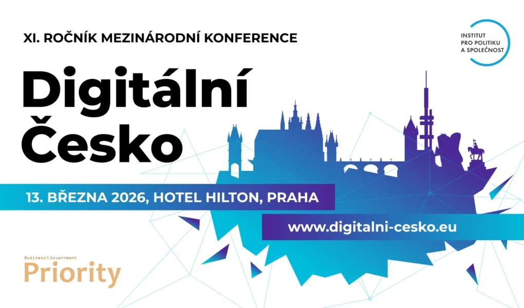Banner konference Digitální Česko, 13. března 2026, Hotel Hilton Praha, www.digitalni-cesko.eu