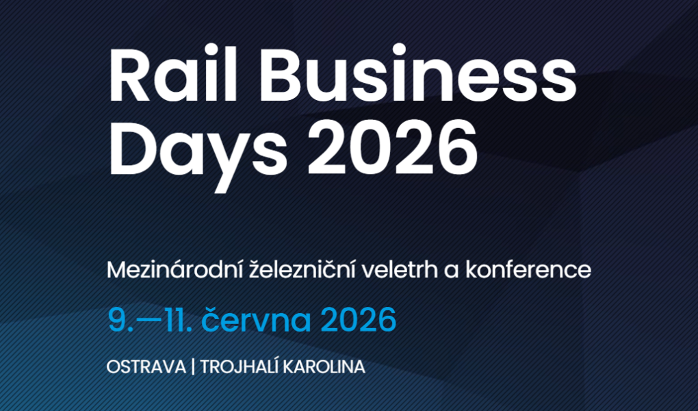 Grafika Rail Business Days 2026 s termínem 9. až 11. června 2026 a místem konání Trojhalí Karolina v Ostravě.